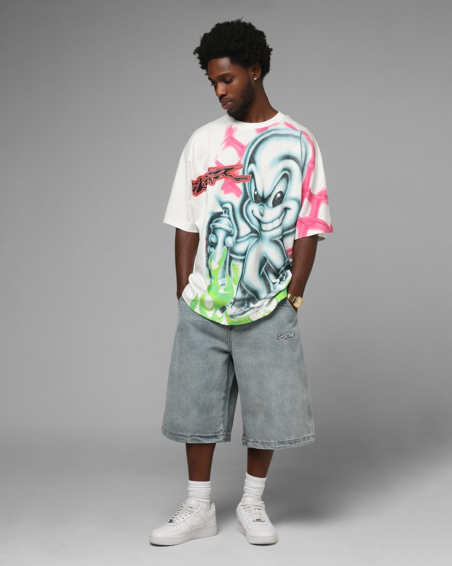 Loiter Airbrush Boxy T-Shirt White