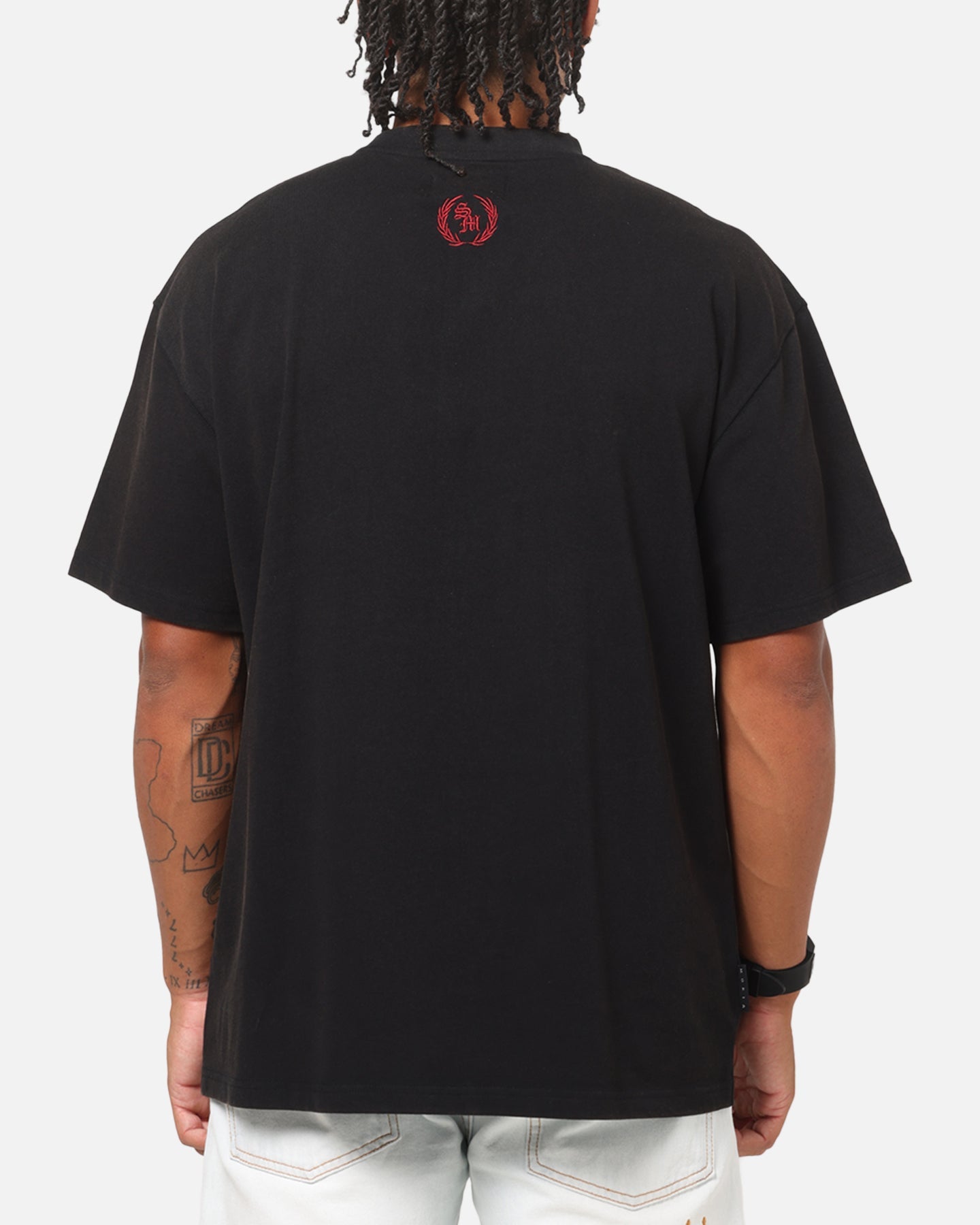 Saint Morta Regal Scripture Boxy T-Shirt Black Acidwash