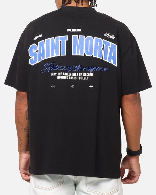 Saint Morta Rise Up Boxy T-Shirt Black Acidwash
