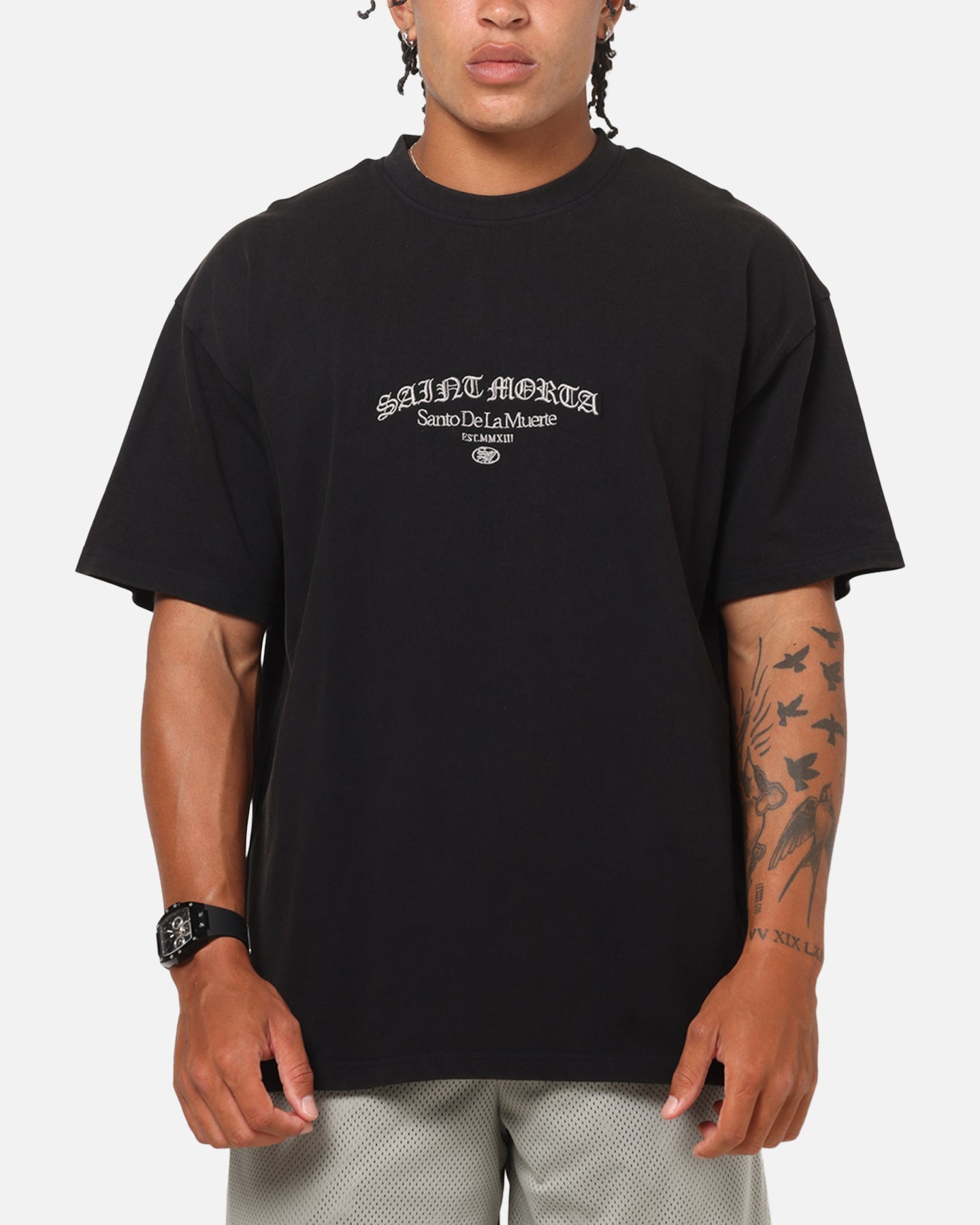 Saint Morta The Cross Boxy T-Shirt Black Acidwash