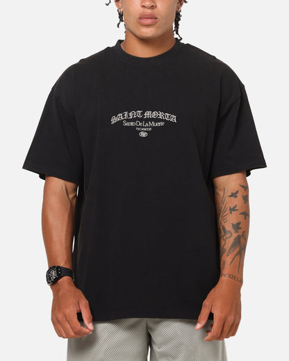 Saint Morta The Cross Boxy T-Shirt Black Acidwash