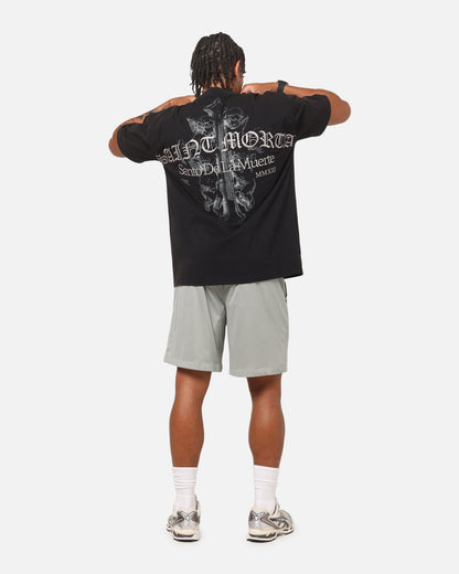 Saint Morta The Cross Boxy T-Shirt Black Acidwash