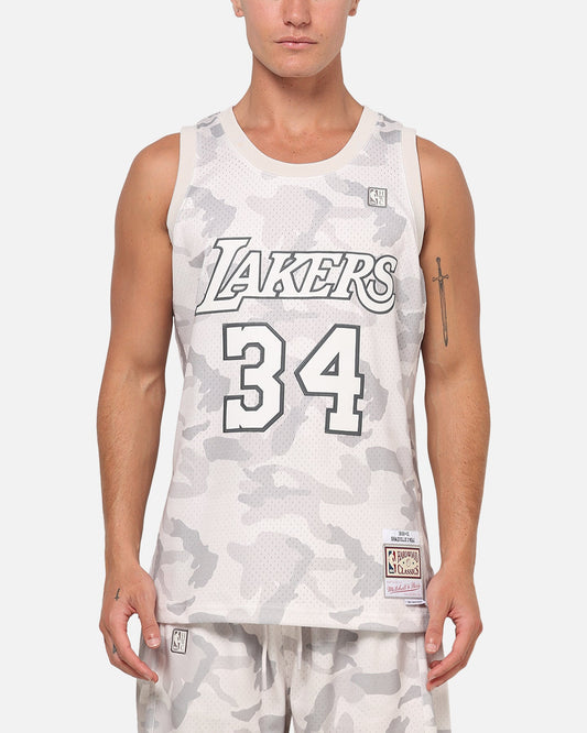 Mitchell & Ness Los Angeles Lakers Shaquille O'Neal #34 Snow Camo Energy Swingman Jersey Vintage White