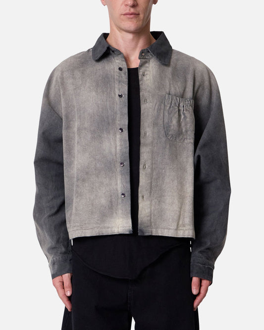 MNML Spray Denim Long Sleeve Shirt Washed Black