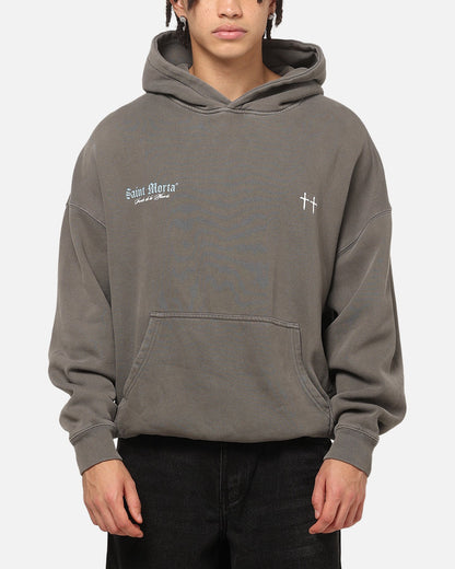 Saint Morta La Muerte Boxy Hoodie Washed Charcoal