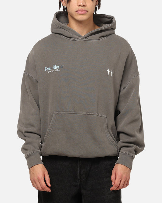 Saint Morta La Muerte Boxy Hoodie Washed Charcoal