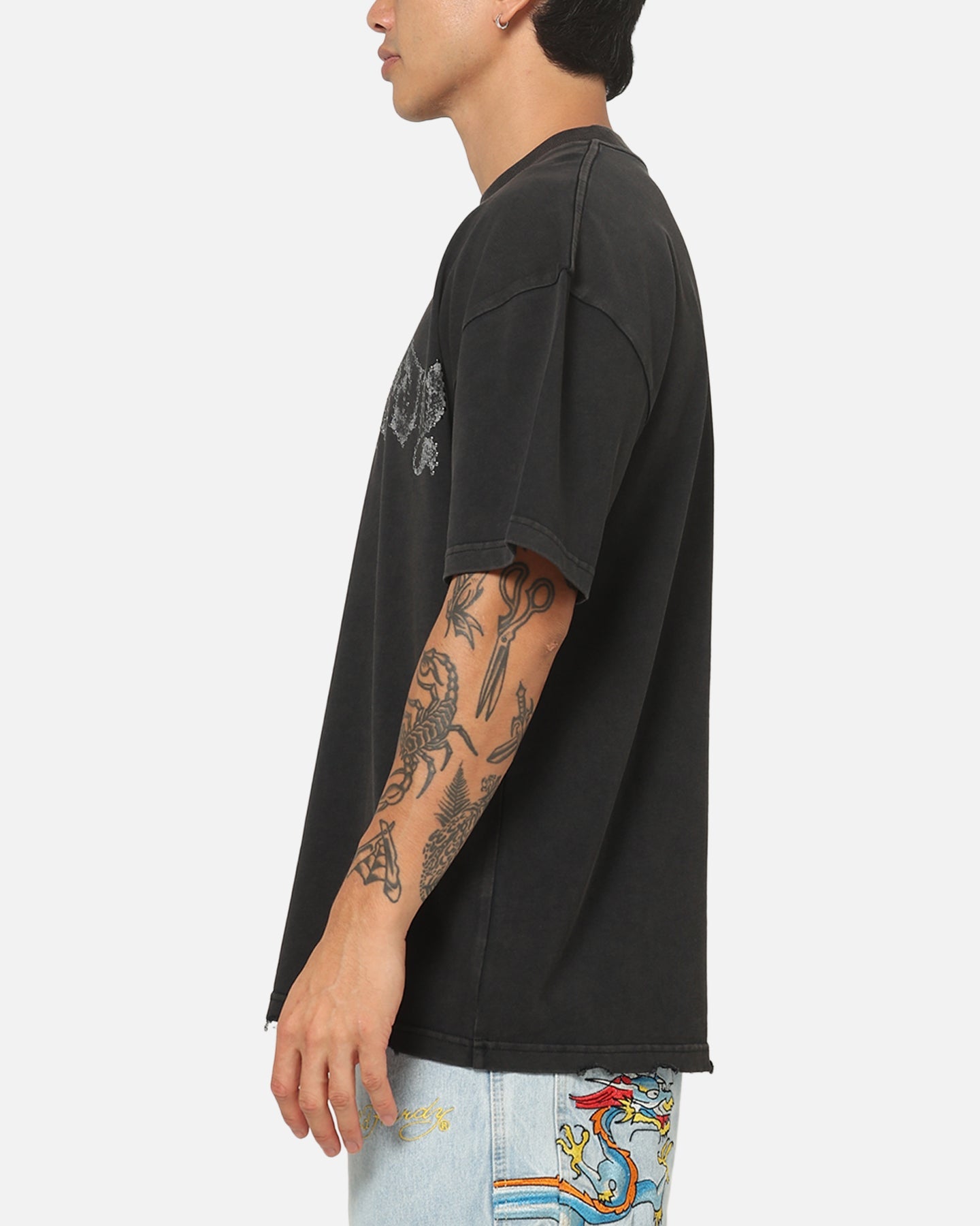Ed Hardy Distressed Chrome T-Shirt Black