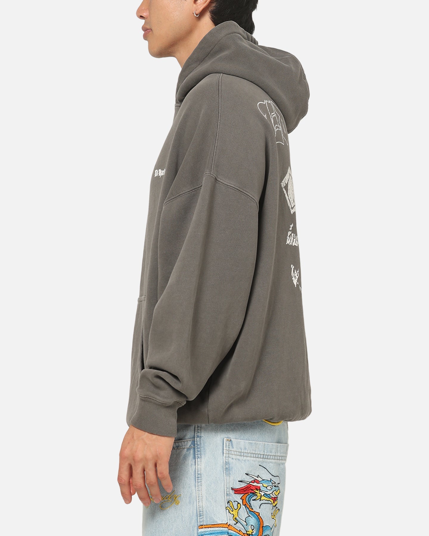Ed Hardy Sacred Heart Hoodie Washed Charcoal