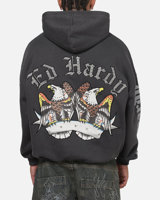 Ed Hardy Chrome Hoodie Washed Black