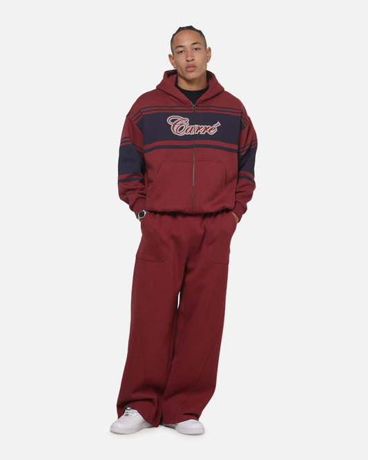 Carre Varsity Stripe Zip Hoodie Burgundy/Navy