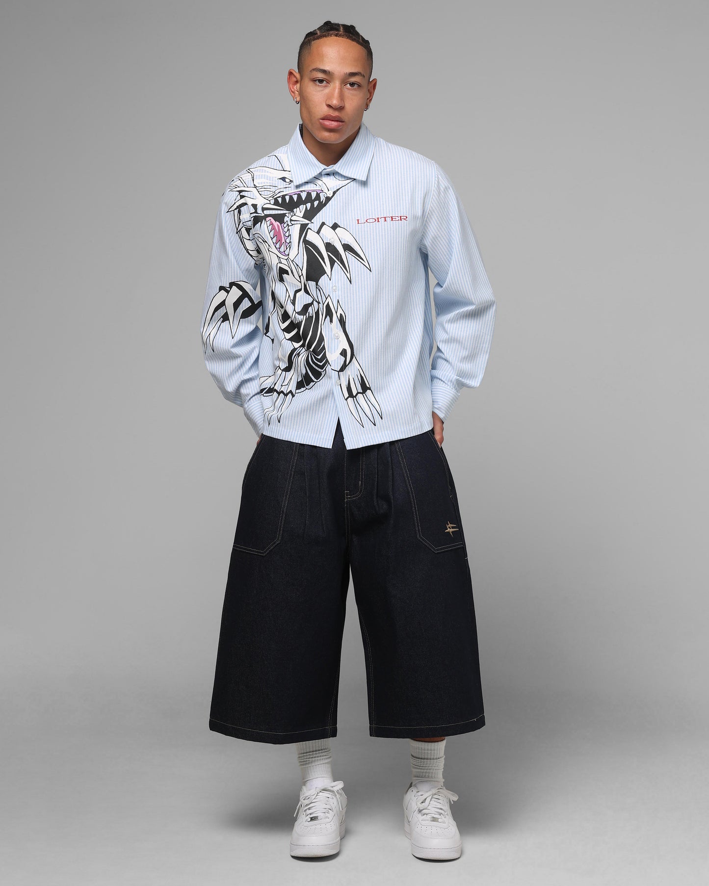 Loiter Blue Eyes Button Up Shirt Blue Stripe