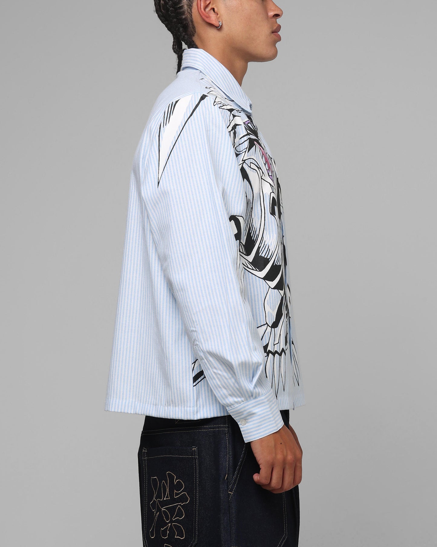 Loiter Blue Eyes Button Up Shirt Blue Stripe
