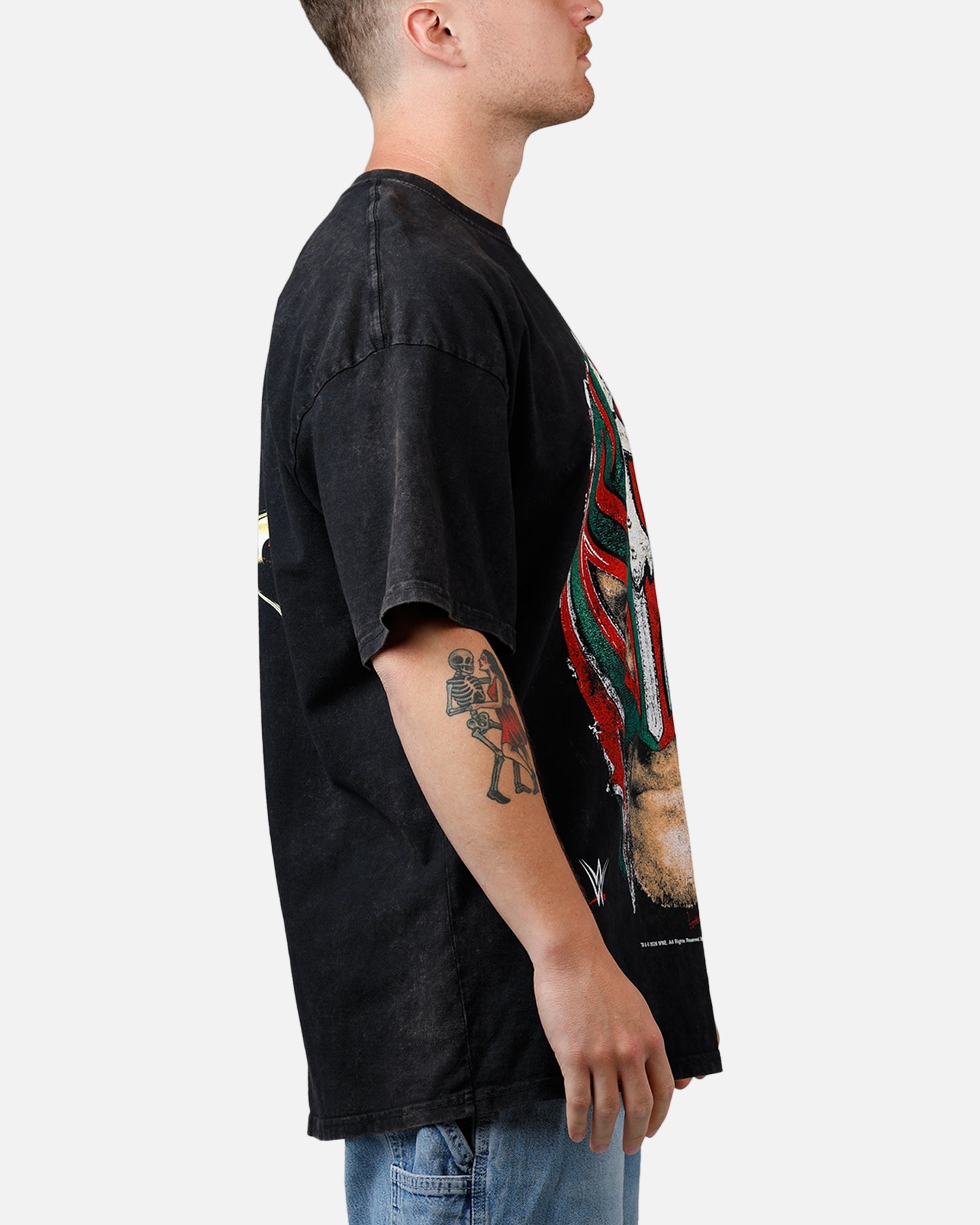 73Studio X WWE Rey Mysterio Independence T-Shirt Black Acidwash