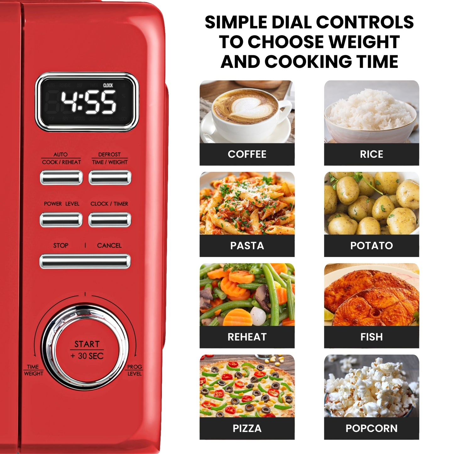Total Chef Retro Microwave 25L Red