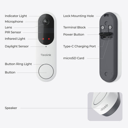 Reolink 2K 4MP Battery Video Doorbell Camera Head-to-Toe View, WiFi ,Two-Way Talk White