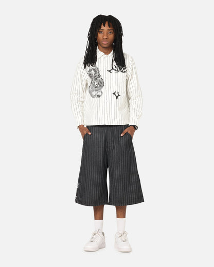 Ed Hardy Shinjuku Jorts Black Pinstripe