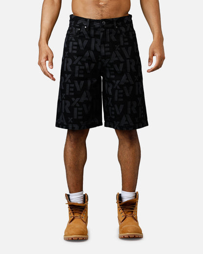 Avirex Monogram Denim Shorts Black