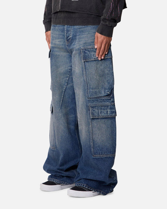 MNML Baggy Cargo Denim Pants Blue - image 2