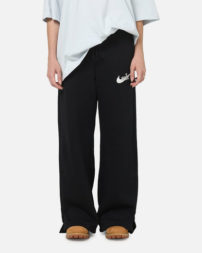 Nike Women's Sportswear Phoenix Fleece High-Waisted Wide-Leg Logo Pants Black/Summit White