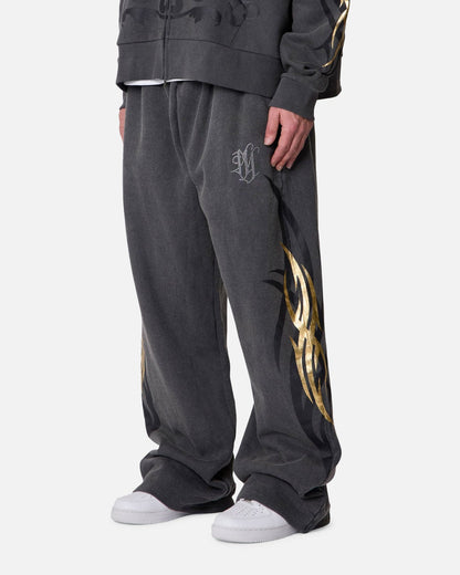 MNML Gold Foil Tribal Sweatpants Washed Black