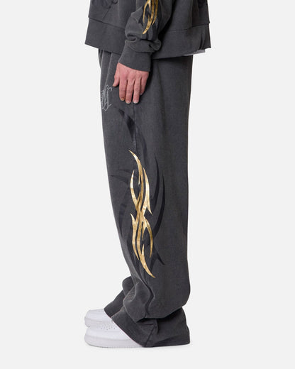 MNML Gold Foil Tribal Sweatpants Washed Black