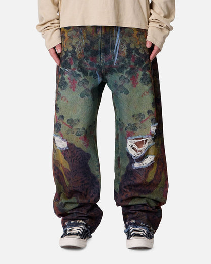 MNML Ultra Baggy Leopard Denim Jeans Multi