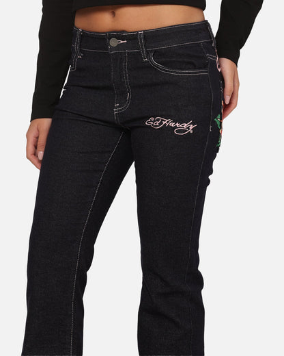 Ed Hardy Women's Rose Bootcut Jeans Raw Indigo