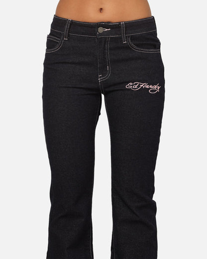 Ed Hardy Women's Rose Bootcut Jeans Raw Indigo