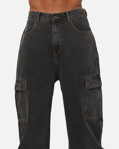 X-Large Baggy Cargo Bull Denim 91 Pants Black