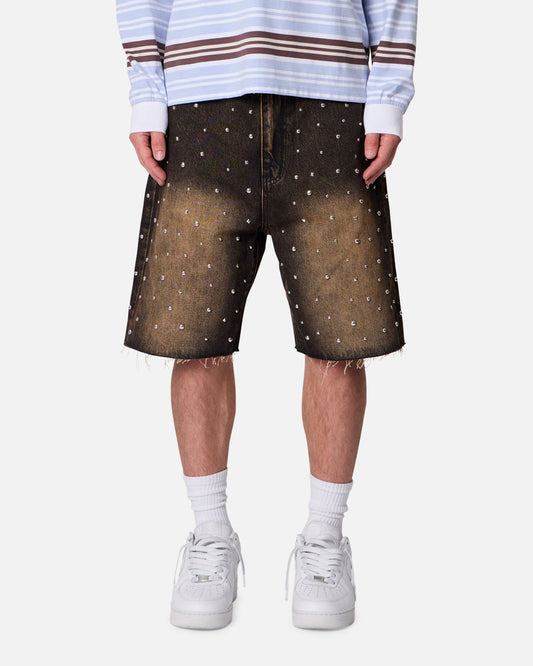 MNML Baggy Stud Denim Shorts Black