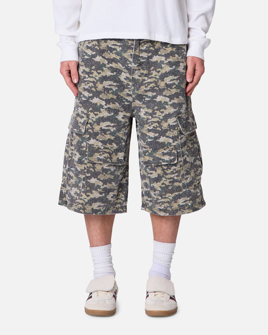 MNML Distressed Ultra Baggy Cargo Shorts Camo