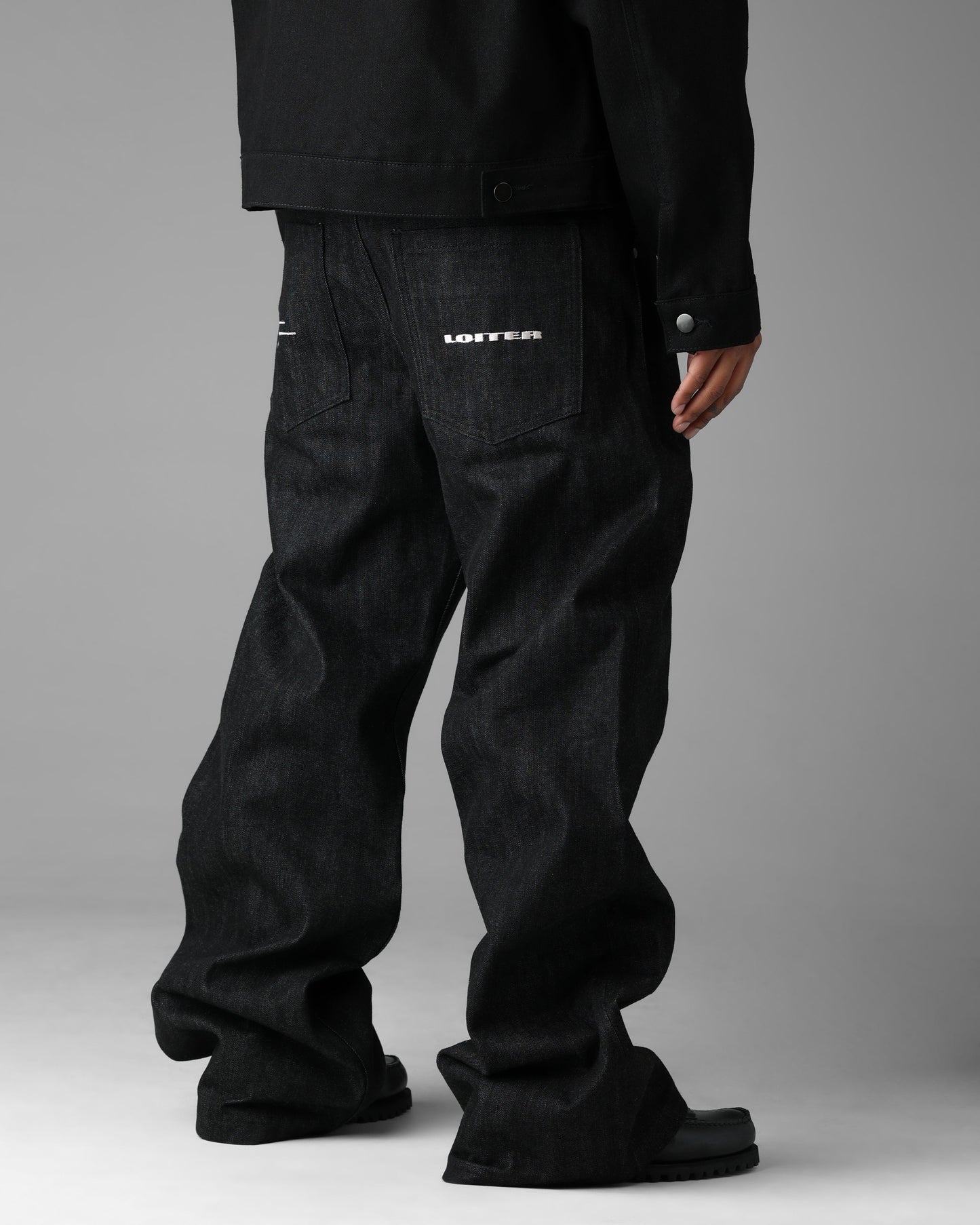 Loiter Selvedge Denim Boot Cut Jeans Black