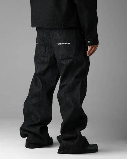 Loiter Selvedge Denim Boot Cut Jeans Black