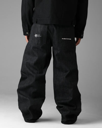 Loiter Selvedge Denim Boot Cut Jeans Black
