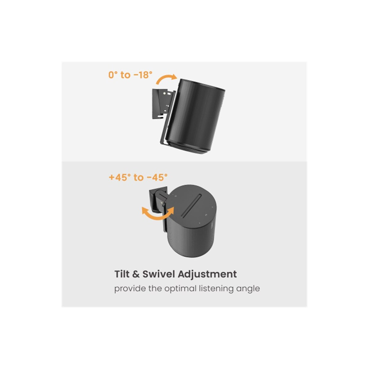 Goobay Speaker Wall Mount Modern Era 1 Flex, 2 pieces, compatible with the Sonos Era 100, swivelling and tilting speaker mount - BLACK
