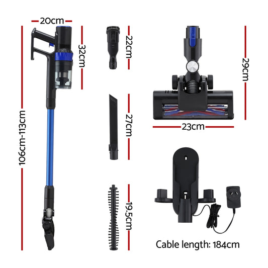 Devanti Stick Vacuum Cleaner Brushless Cordless 350W (Blue)