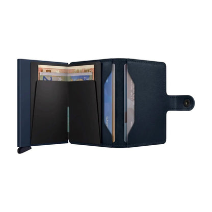 Secrid Miniwallet Compact RFID Mens Travel Wallet European Leather Navy