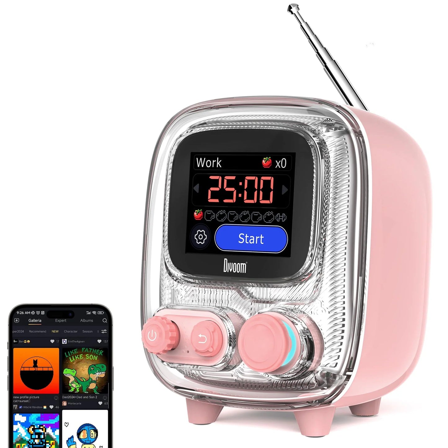 Divoom Tiivoo-2 Photo Album & Lyrics Speaker (Pink)
