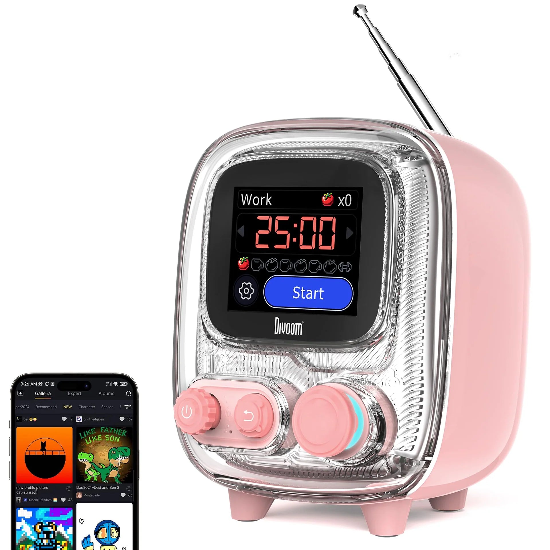 Divoom Tiivoo-2 Photo Album & Lyrics Speaker (Pink)