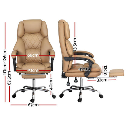 Artiss Executive Office Chair Leather Footrest (Espresso)