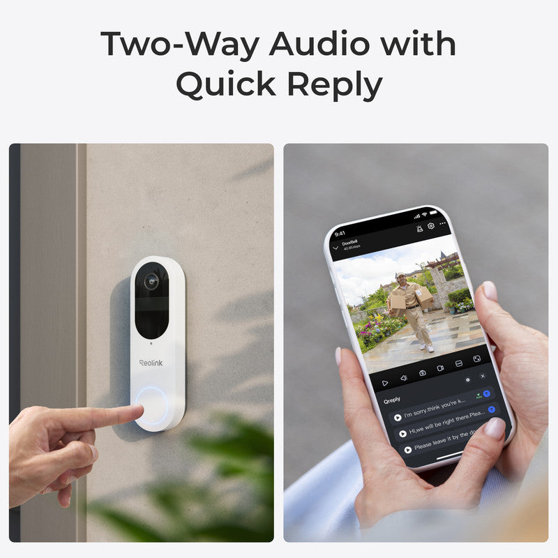 Reolink 2K 4MP Battery Video Doorbell Smart Detection Chime White