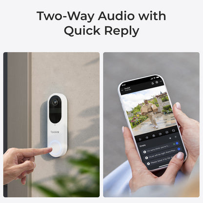 Reolink 2K 4MP Battery Video Doorbell Smart Detection Chime White