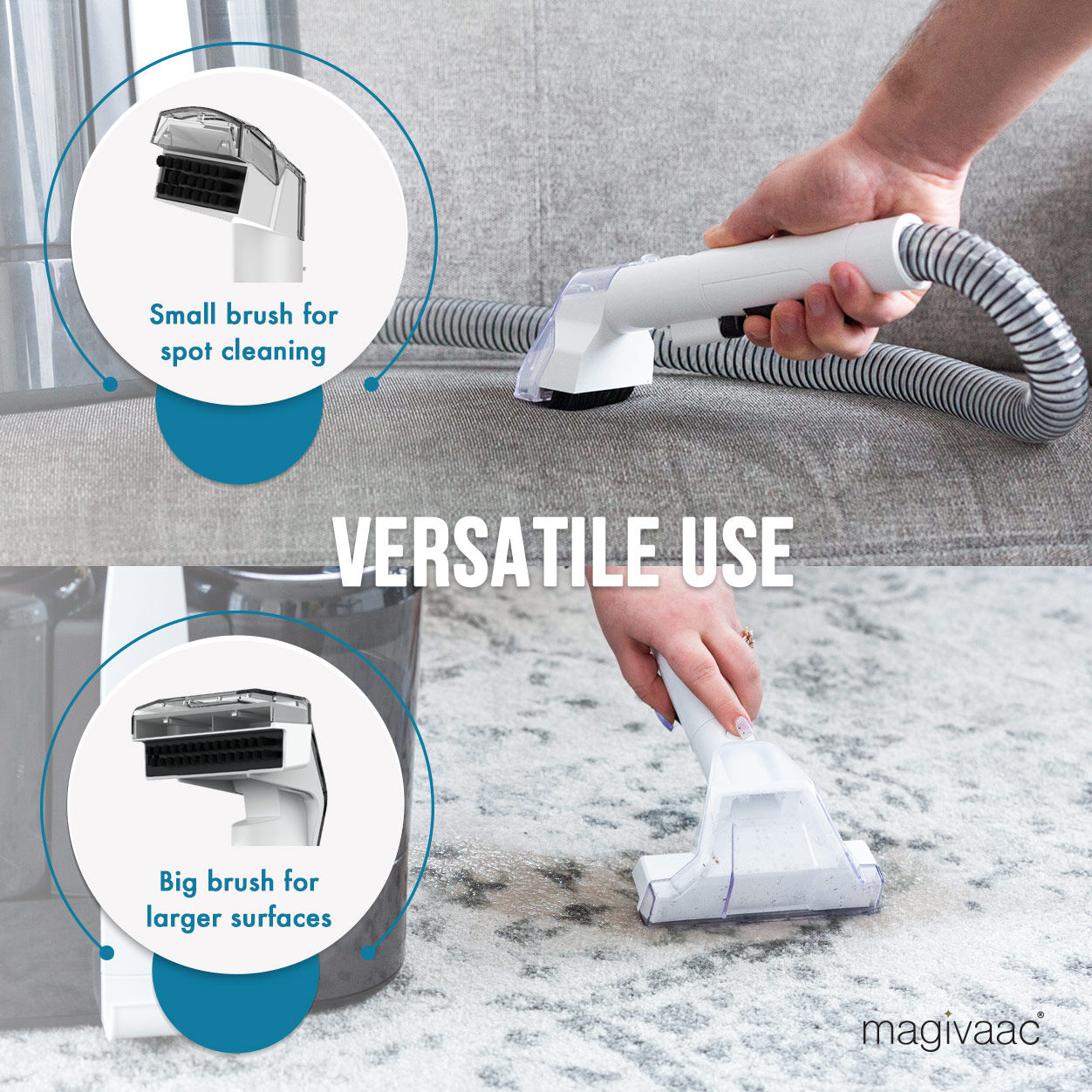 Magivaac 600W Spot Cleaner & Stain Remover Vacuum with Clear/Dirty Water Tanks