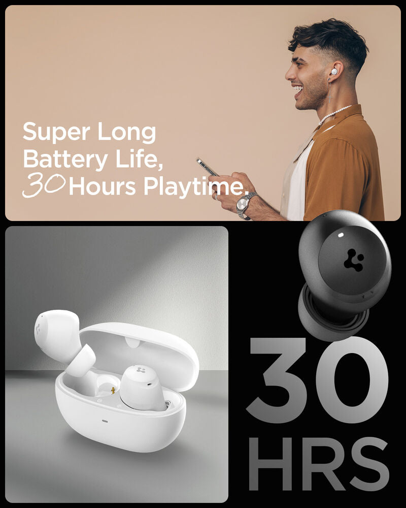 Spigen SPIGEN AUDIO Advanced Noise Cancellation Pro in-Ear Earbuds SA-TW P10 Earphone (White)