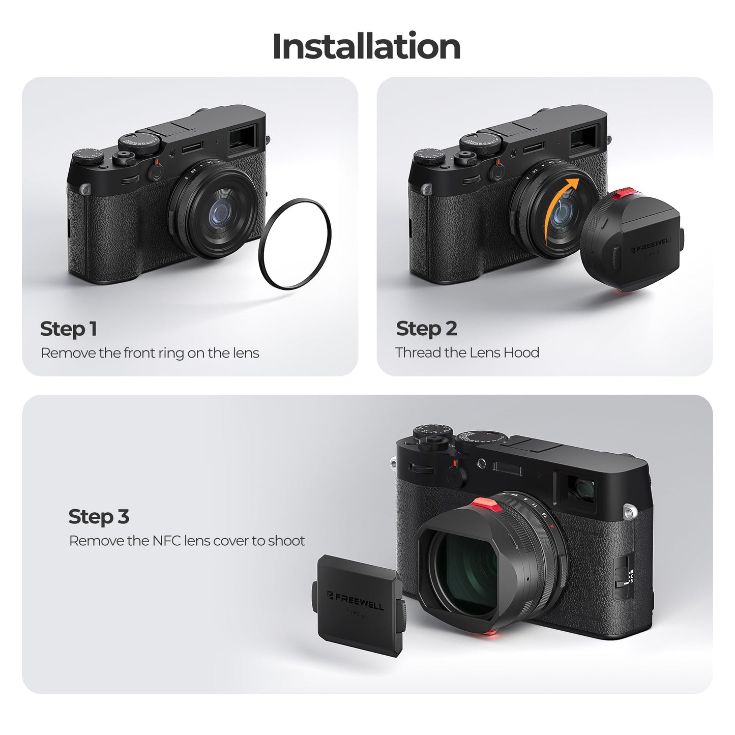 Freewell Real Lens Hood for Fuji X100 Series (Black)
