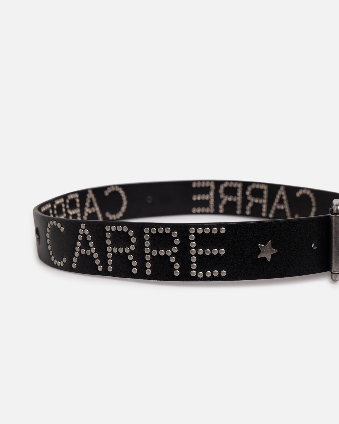 Carre Studded Vegan Leather Belt Black
