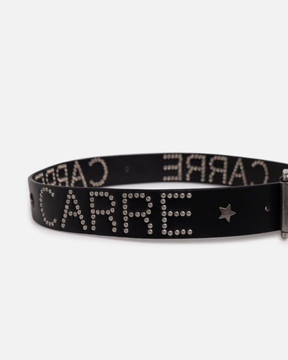 Carre Studded Vegan Leather Belt Black