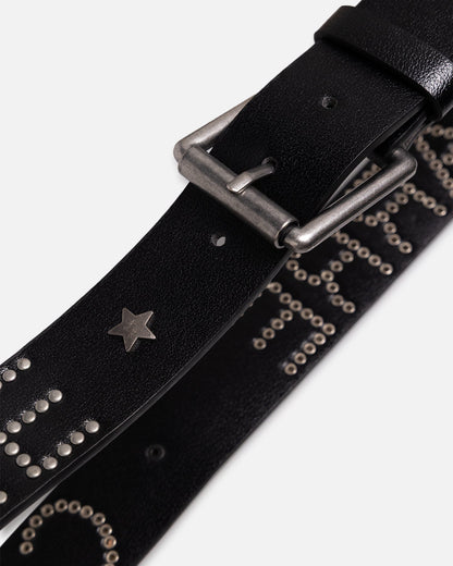 Carre Studded Vegan Leather Belt Black