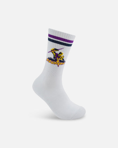 Foot-ies Melbourne Storm Crew Socks 2 Pack White/Blue