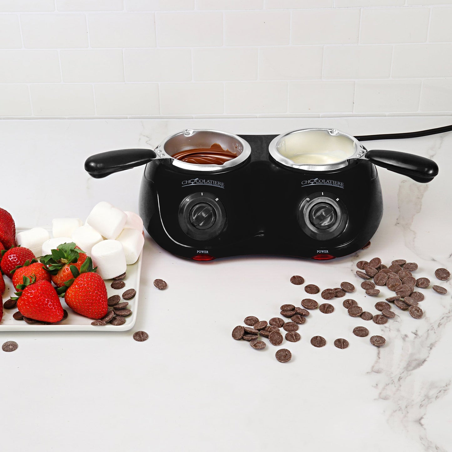 Total Chef Deluxe Chocolatiere Dual Chocolate Melter, 500g Black